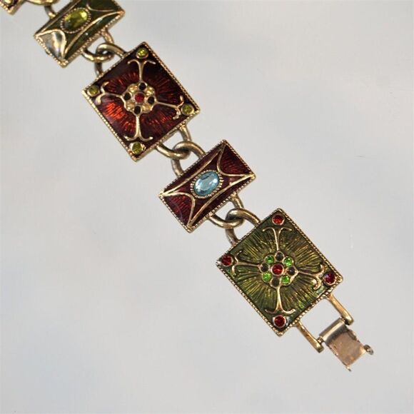 VNT Broken Liz Claiborne Bracelet Enamel Cabochons Parts Repairs Jewelry Making - Picture 1 of 8